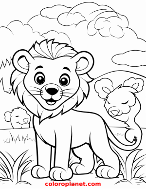 Get ready to add color to this cute baby lion!