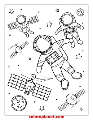 Coloring Fun with Astronauts in Space