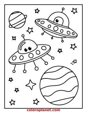 Coloring Adventure with Extraterrestrial Pals