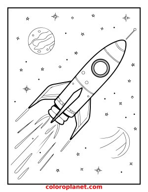 Color a Rocket Ship on a Galactic Journey!