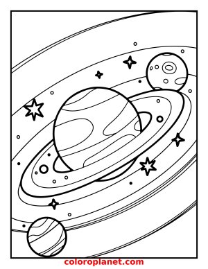 Color the Ringed Planet in Orbit